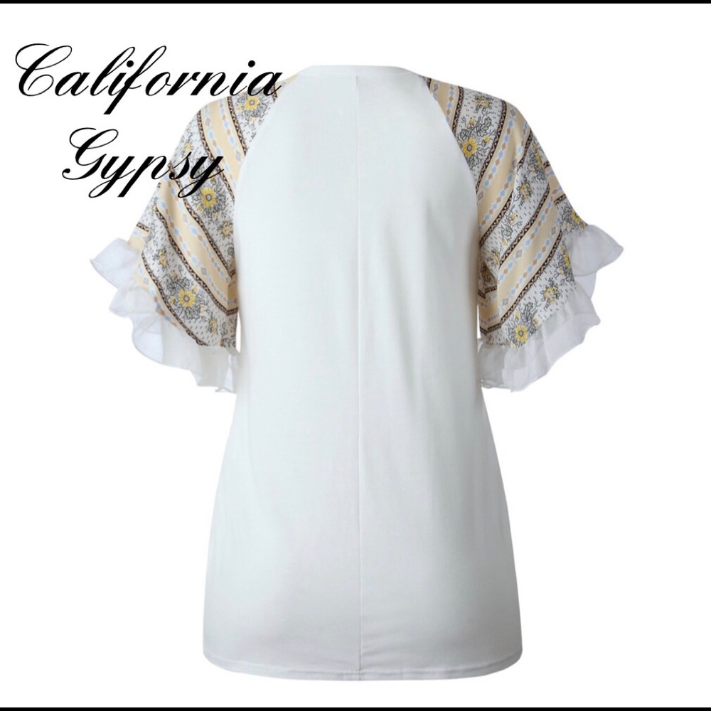 LAST ONE Chiffon Flutter Sleeve Blouse - Picture 5 of 7